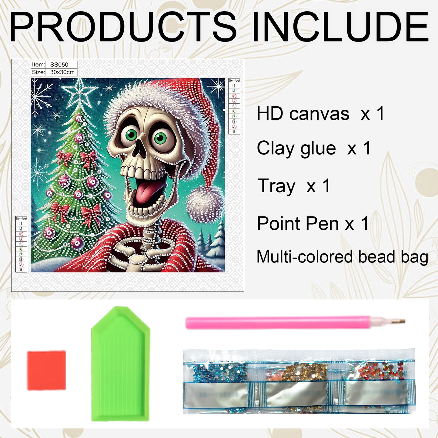 Christmas Skull - Special Shaped Drill Diamond Painting 30*30CM