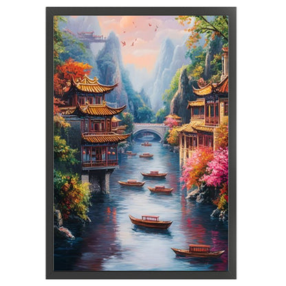 Jiangnan Ancient Town - Winter - 11CT Stamped Cross Stitch 50*70CM£¨Mona Lisa Brand£©