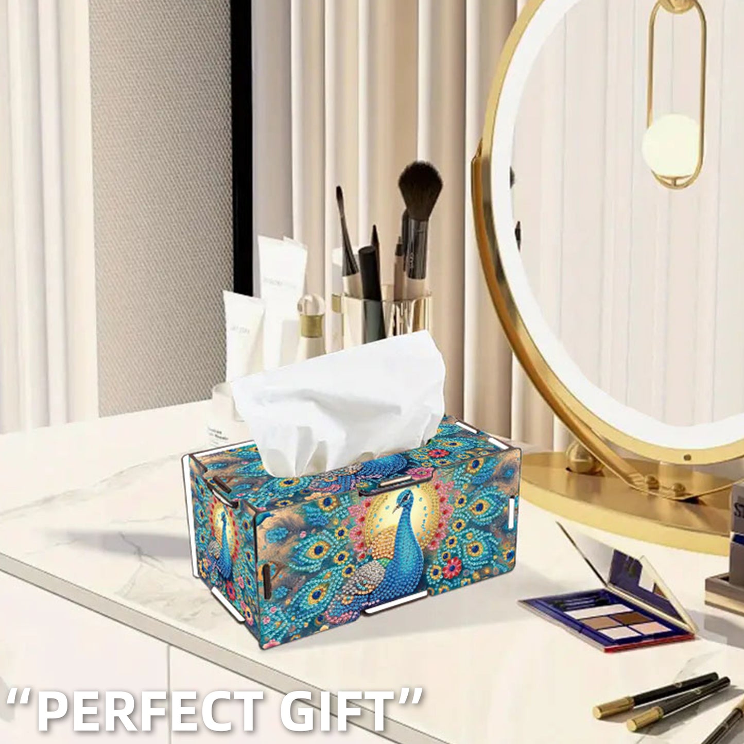 Wooden Diamond Painting Tissue Box for Home and Office Decoration (CZH004)