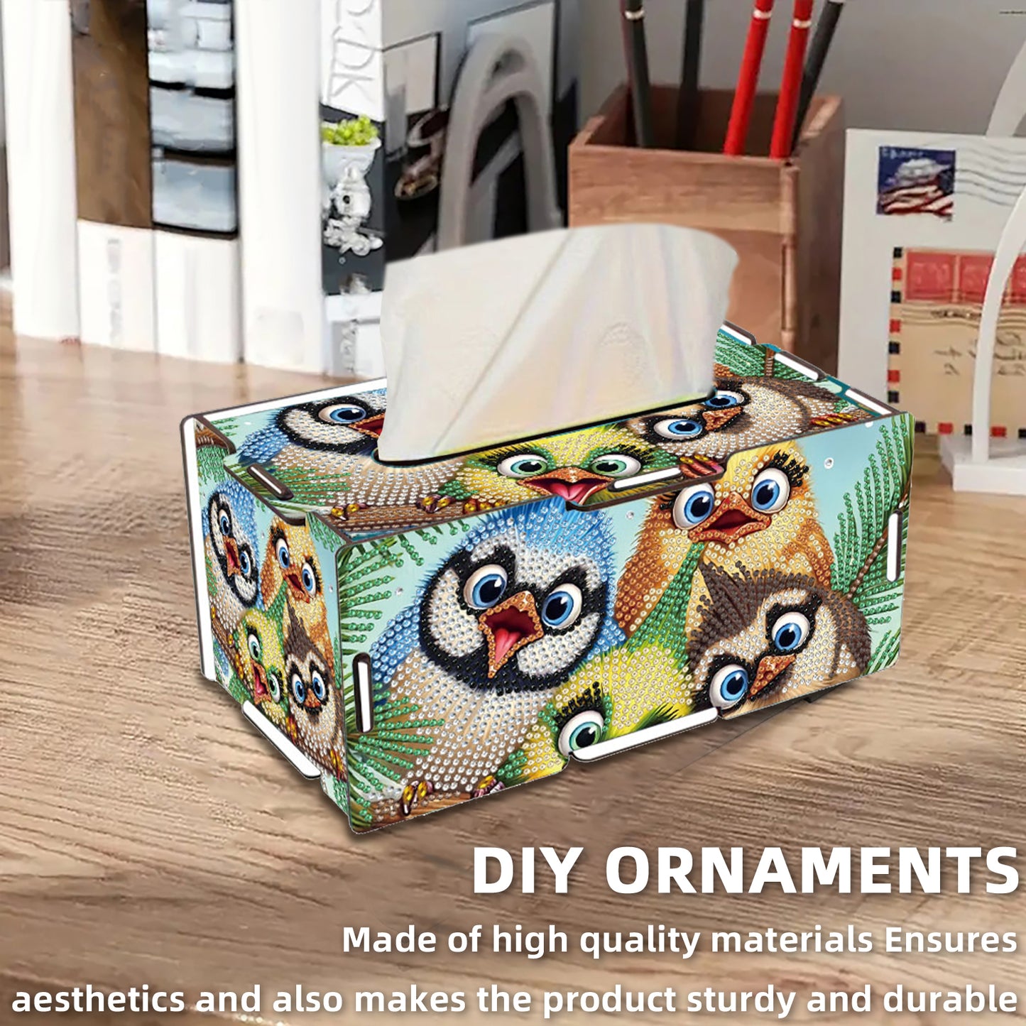 Wooden Diamond Painting Tissue Box for Home and Office Decoration (CZH005)