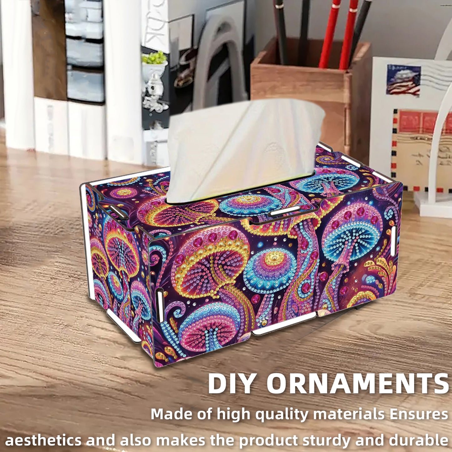 Wooden Diamond Painting Tissue Box for Home and Office Decoration (CZH008)