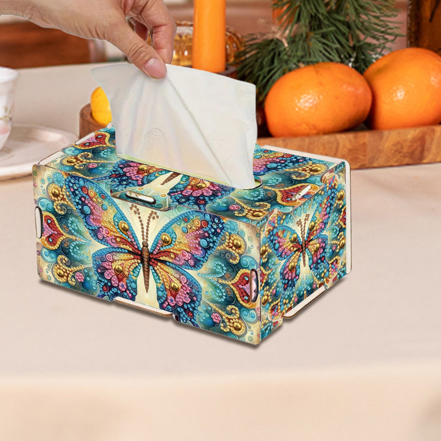 Wooden Diamond Painting Tissue Box for Home and Office Decoration (CZH012)