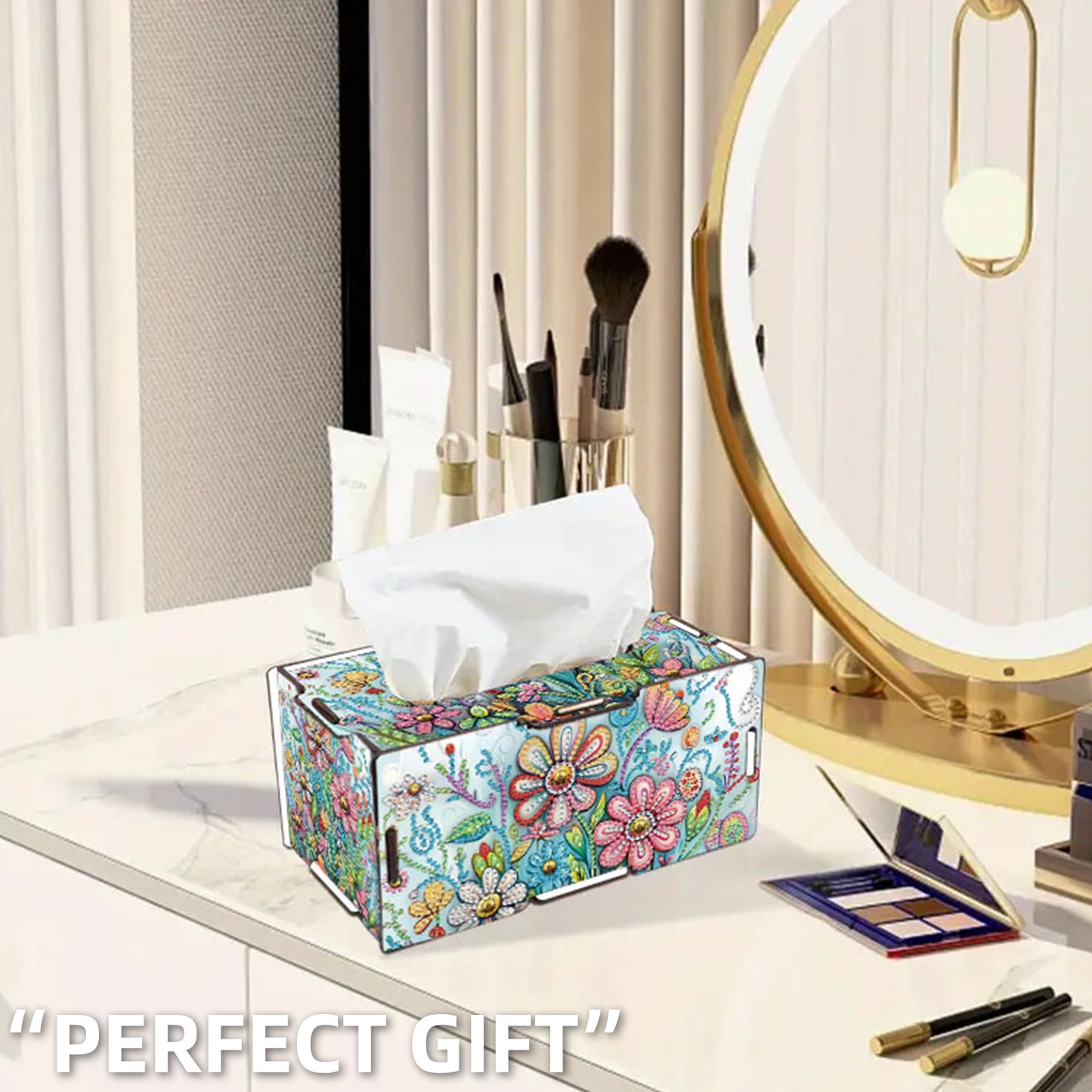 Wooden Diamond Painting Tissue Box for Home and Office Decoration (CZH015)