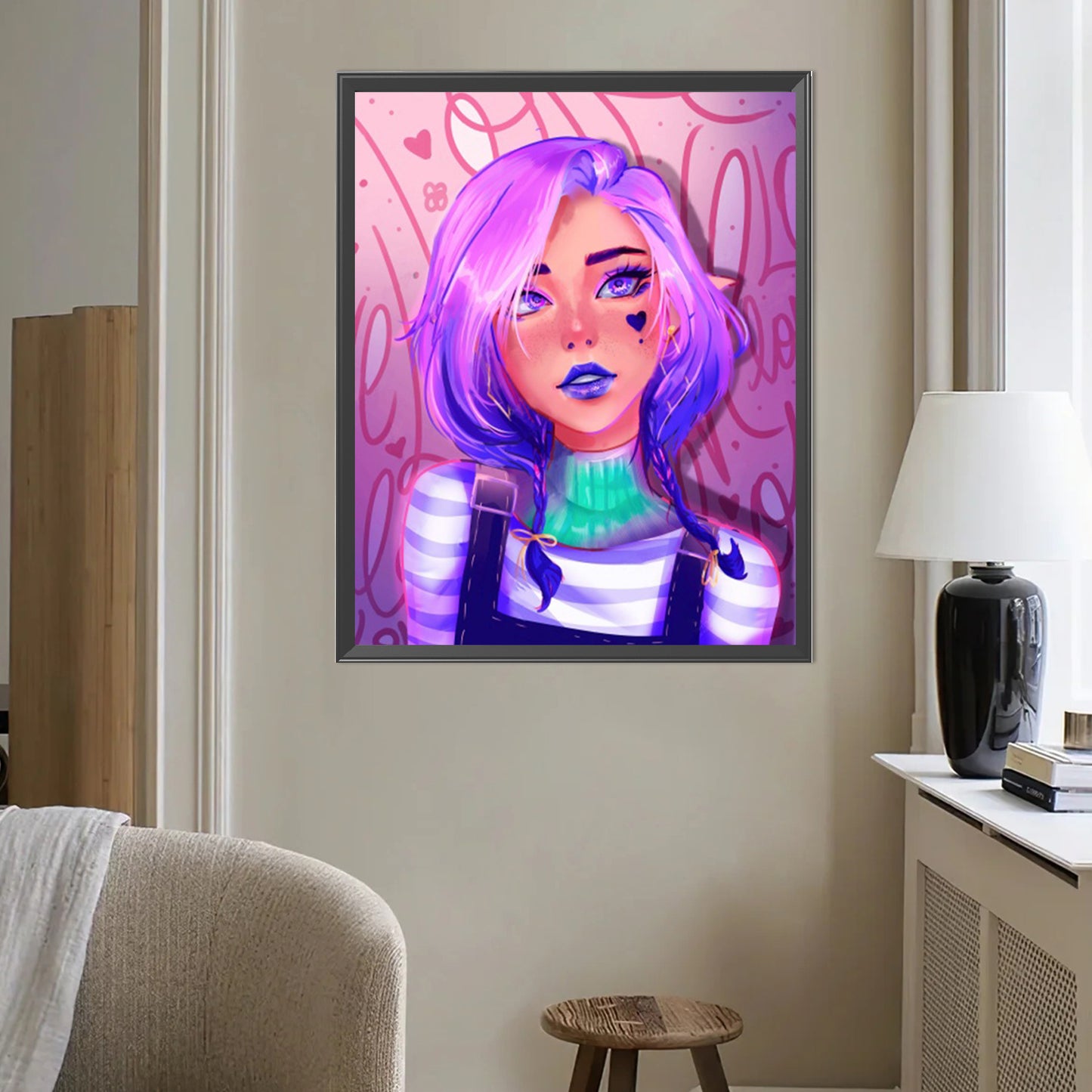 Purple-Haired Woman - Full Round Drill Diamond Painting 40*50CM