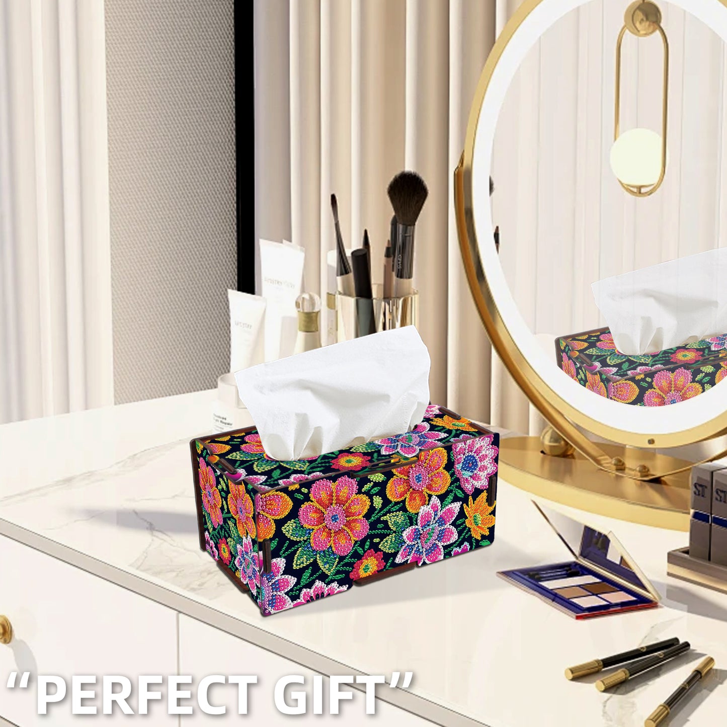 Wooden Diamond Painting Tissue Box for Home and Office Decoration (ZJH018)