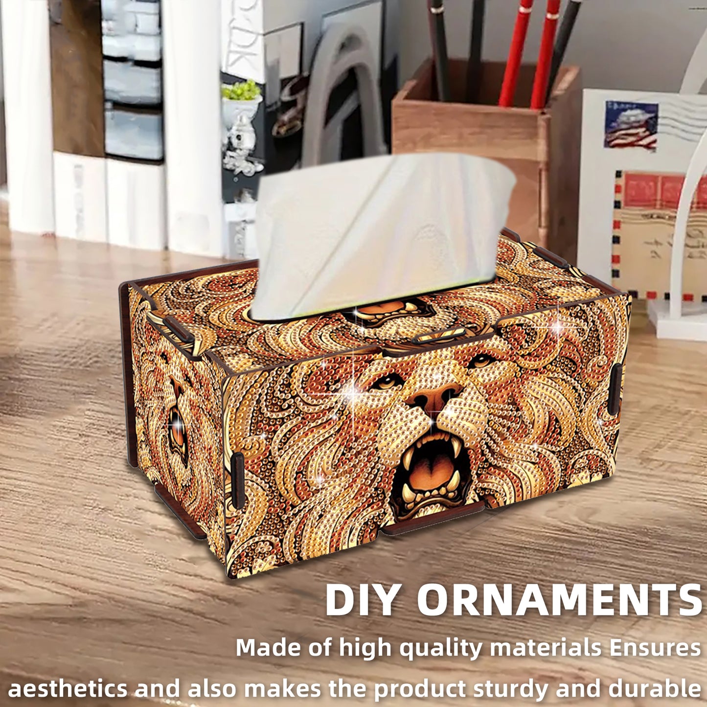 Wooden Diamond Painting Tissue Box for Home and Office Decoration (ZJH023)