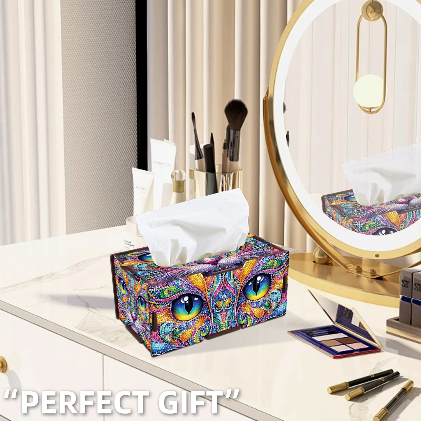 Wooden Diamond Painting Tissue Box for Home and Office Decoration (ZJH024)