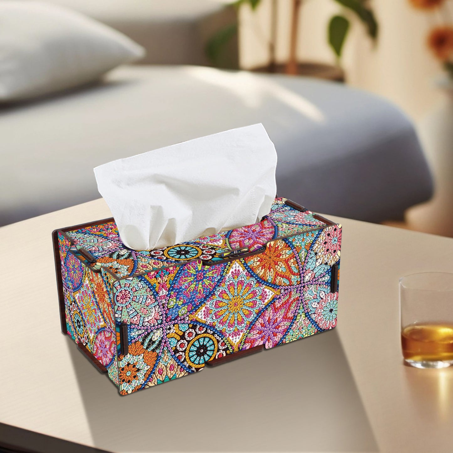 Wooden Diamond Painting Tissue Box for Home and Office Decoration (ZJH039)