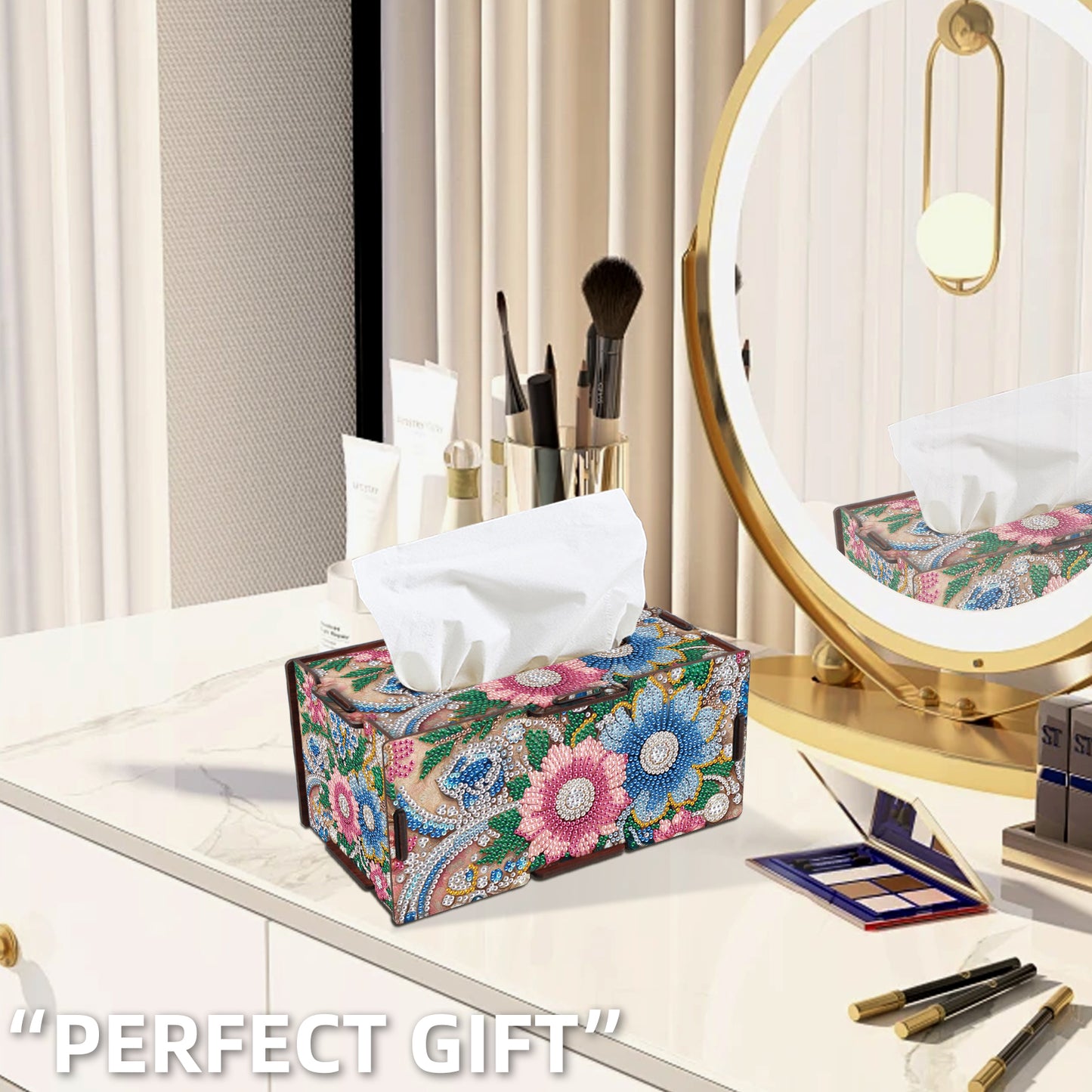 Wooden Diamond Painting Tissue Box for Home and Office Decoration (ZJH041)