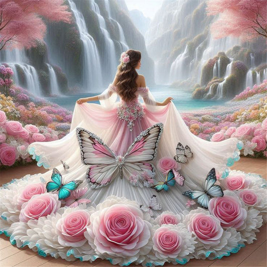 Girl In A Fancy Dress - Full Round Drill Diamond Painting 40*40CM