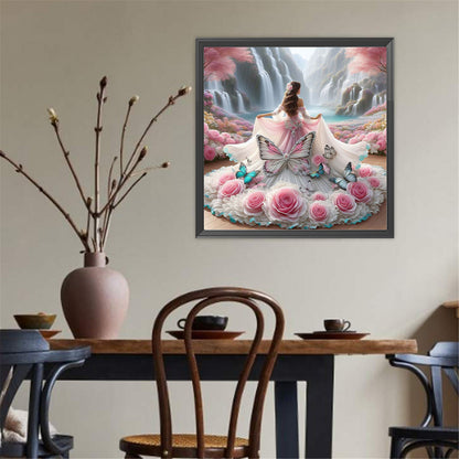 Girl In A Fancy Dress - Full Round Drill Diamond Painting 40*40CM