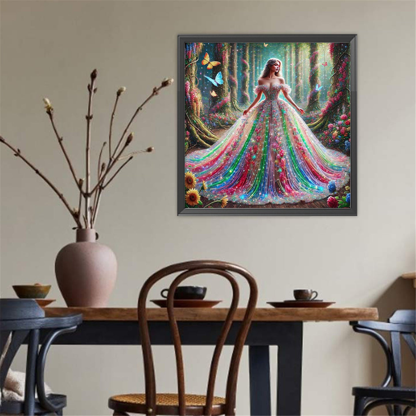 Girl In A Fancy Dress - Full Round Drill Diamond Painting 40*40CM