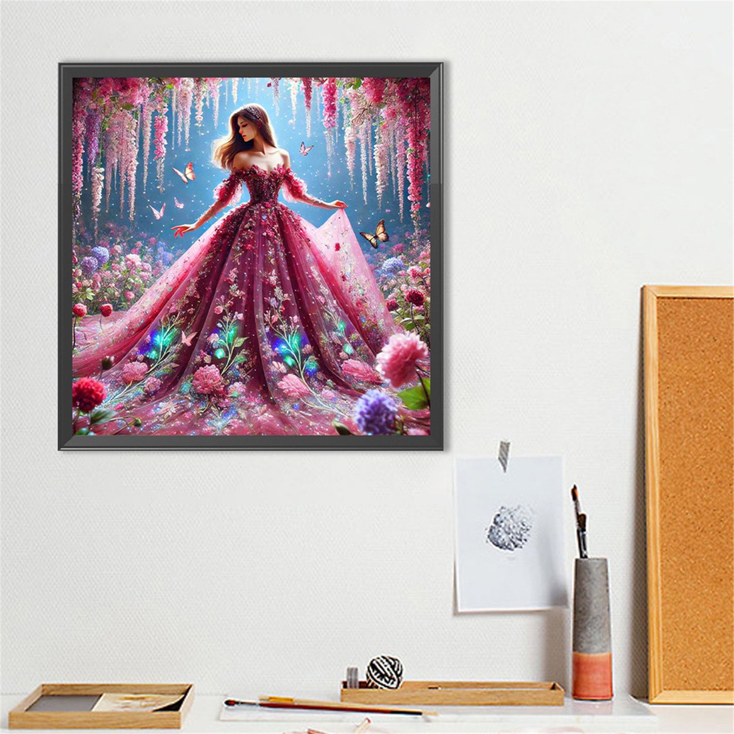 Girl In A Fancy Dress - Full Round Drill Diamond Painting 40*40CM