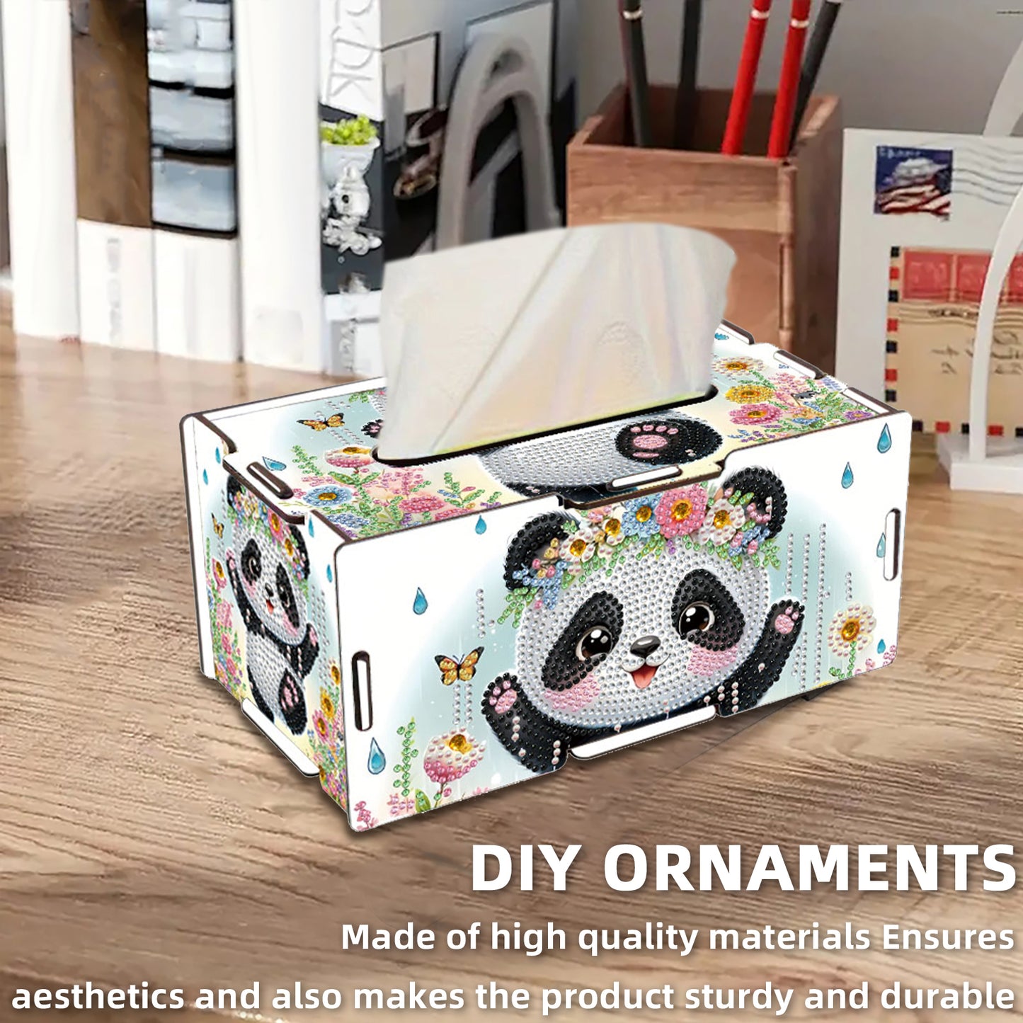 Panda DIY Diamond Art Paper Towel Holder for Home and Office Decoration