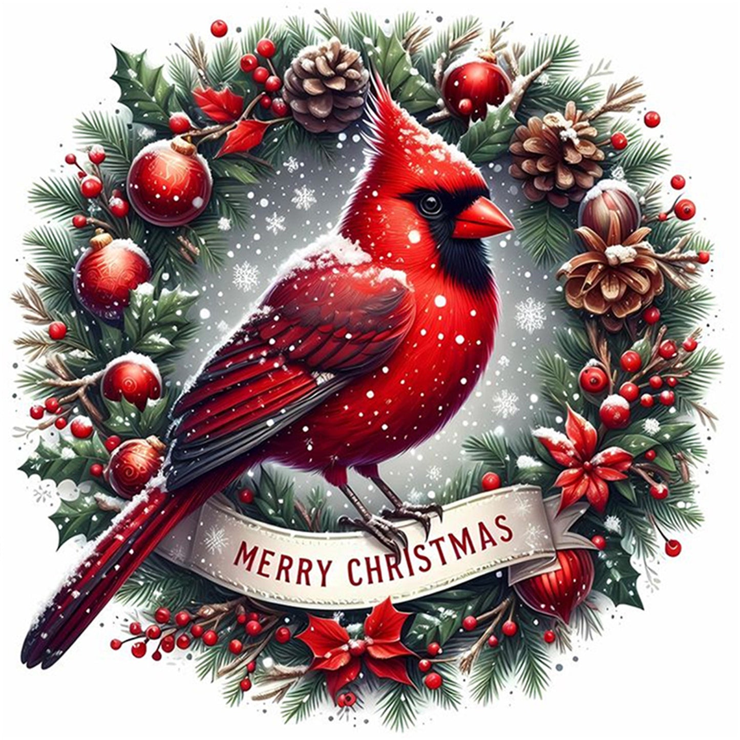 Wreath Cardinal - 11CT Stamped Cross Stitch 40*40CM