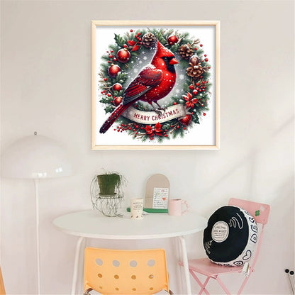 Wreath Cardinal - 11CT Stamped Cross Stitch 40*40CM