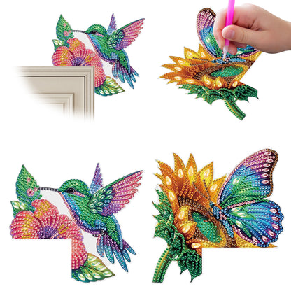 2Pcs DIY Diamond Art Door Corner Pendants Acrylic Door Decoration (Hummingbird)
