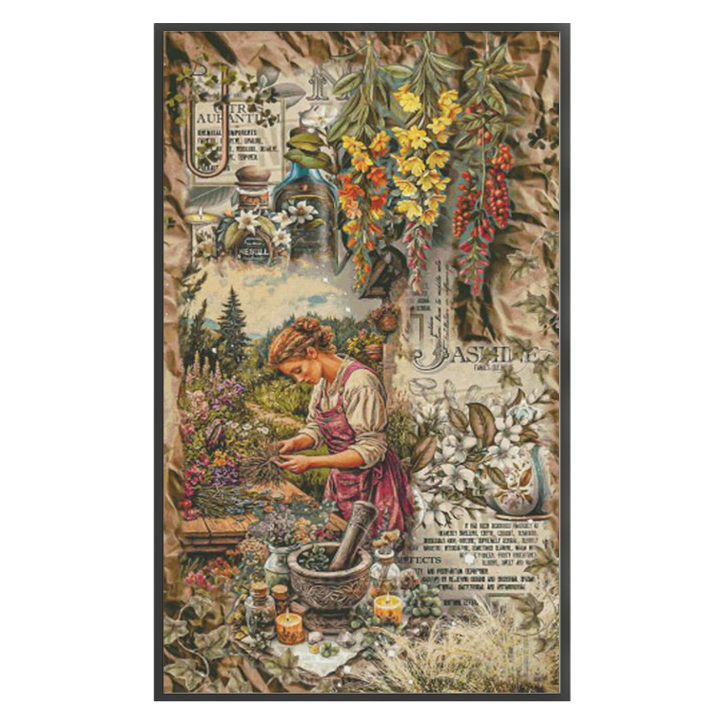 Perfume Making Woman - 14CT Stamped Cross Stitch 65*100CM(Egyptian cotton)(Fairy Brand)
