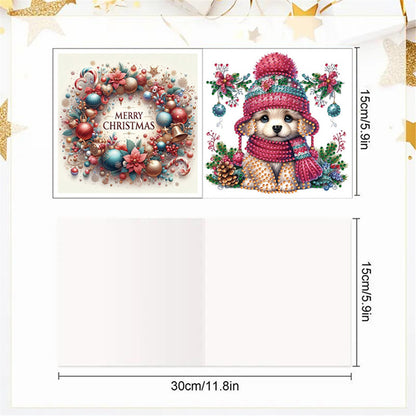 6pcs DIY Cat Dog Diamond Art Greeting Cards for Holiday Blessings Gifts