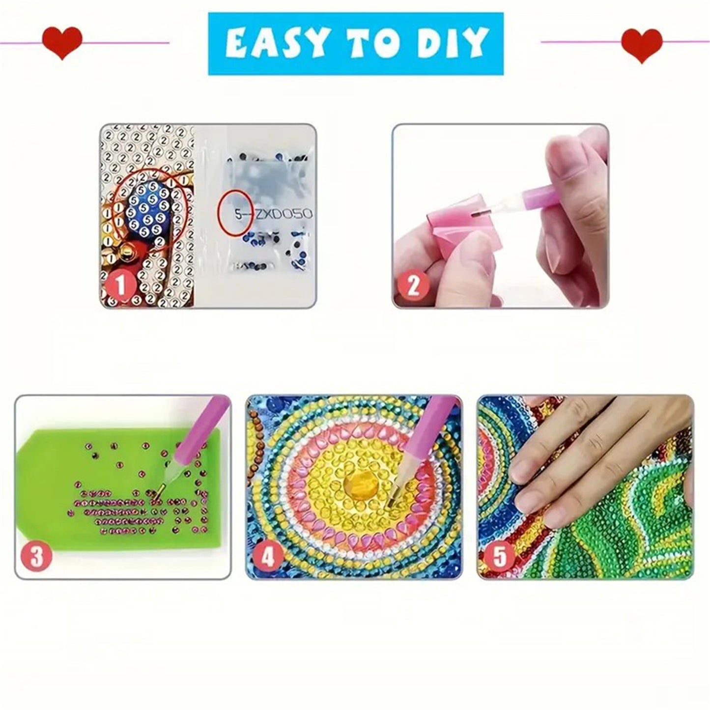 6pcs DIY Birthday Flowers Diamond Art Greeting Cards for Birthday Blessings