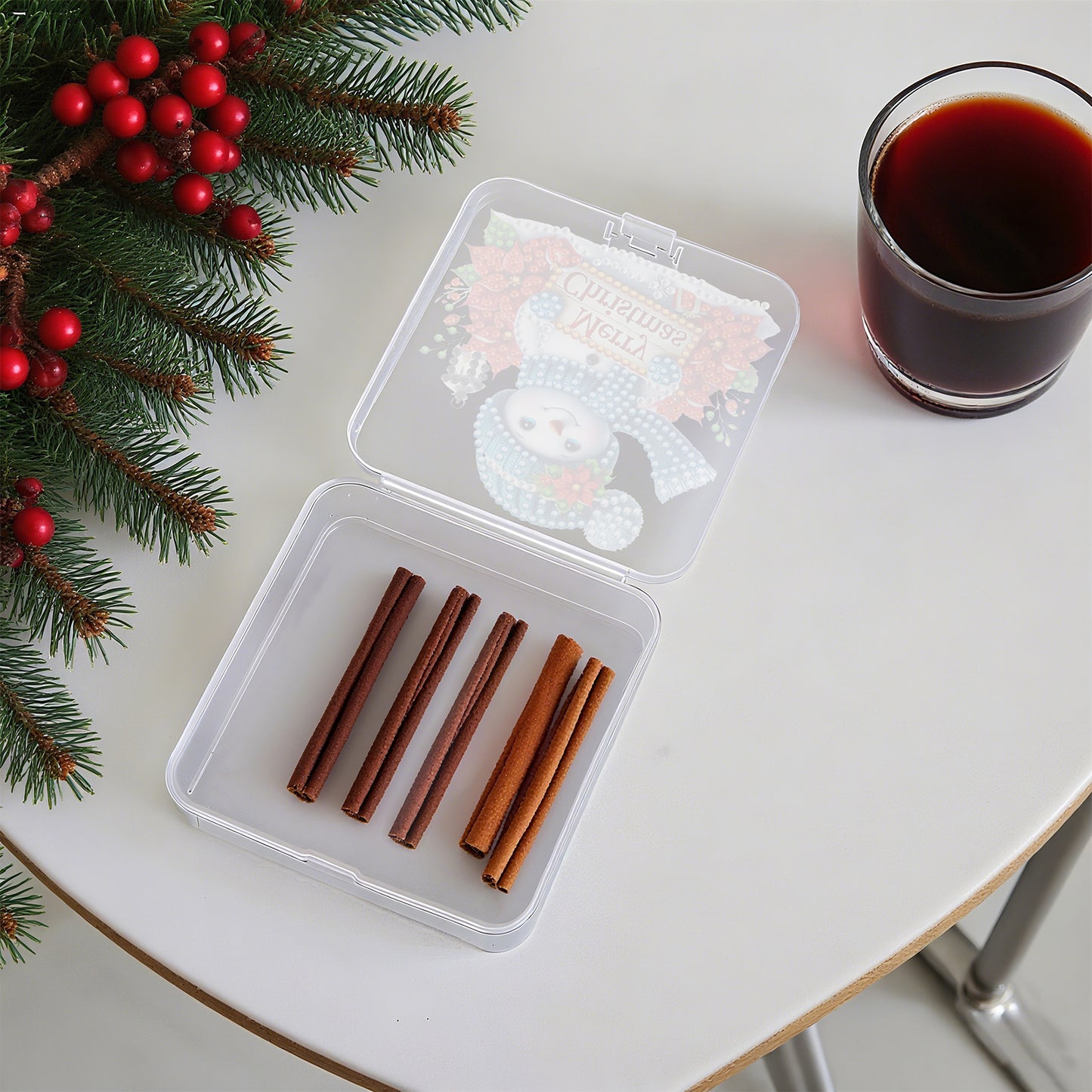 DIY Diamond Painting Storage Box Snowman Clear Plastic Case for Small Items