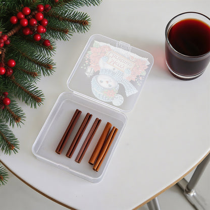 DIY Diamond Painting Storage Box Snowman Clear Plastic Case for Small Items