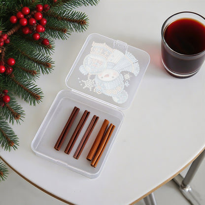 DIY Diamond Painting Storage Box Snowman Clear Plastic Case for Small Items