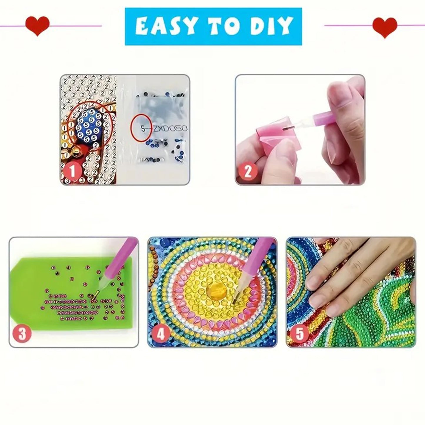 6pcs DIY Flowers Diamond Art Greeting Cards Thank You Cards and Holiday Blessing