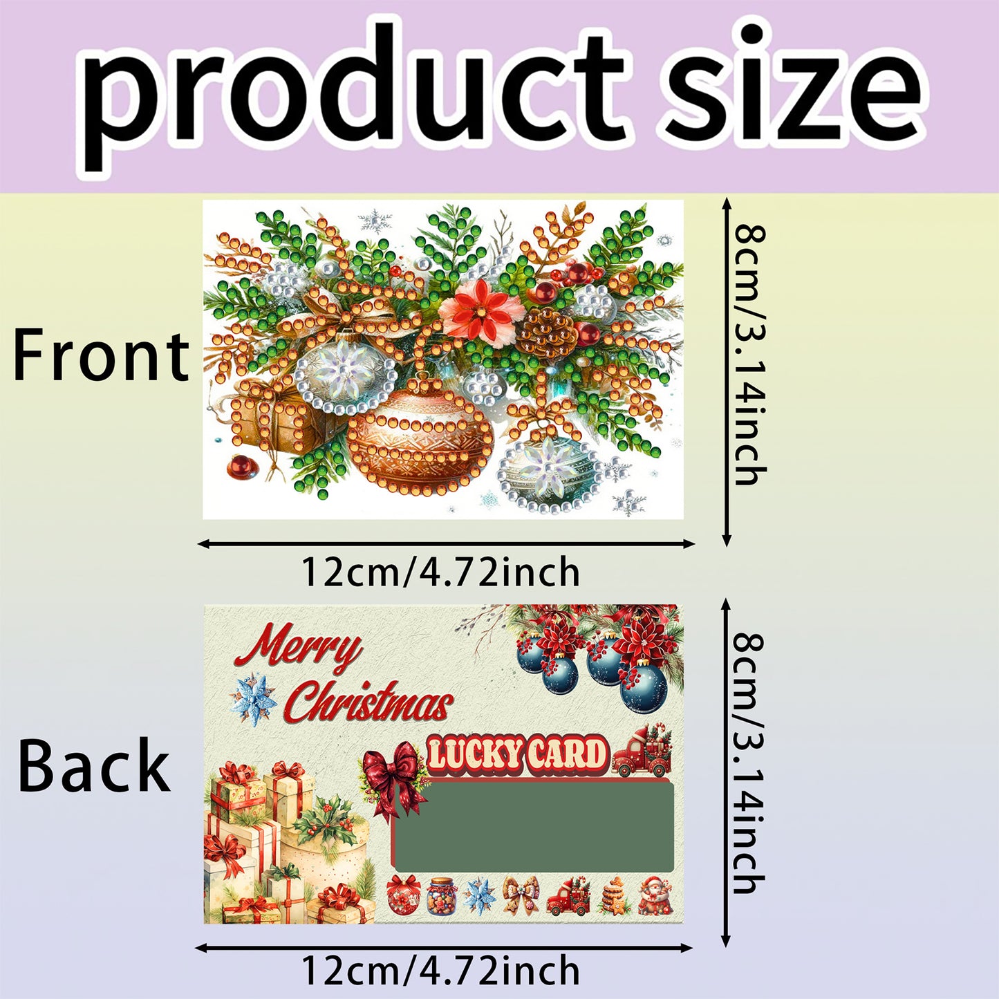 10PCS DIY Xmas Diamond Art Crystal Scratch Card Handmade Gift Card (Bells)
