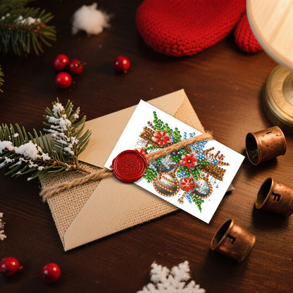 10PCS DIY Xmas Diamond Art Crystal Scratch Card Handmade Gift Card (Bells)