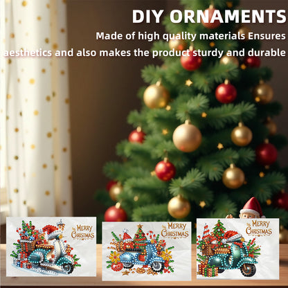 10PCS DIY Xmas Diamond Art Crystal Scratch Card Handmade Gift Card(Electric Car)
