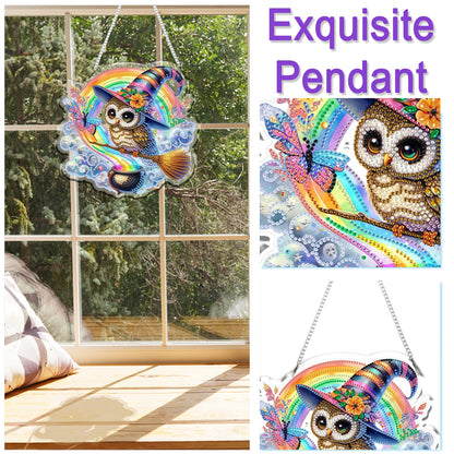 2D Flat DIY Hanging Diamond Art Kits DIY Home Decor Hanging Charm (Owl)