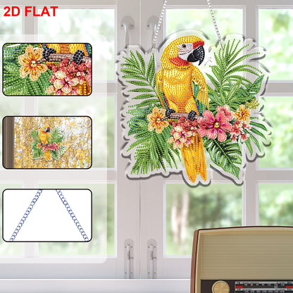 2D Flat DIY Hanging Diamond Art Kits DIY Home Decor Hanging Charm (Parrot)