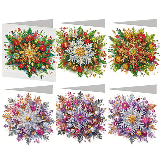 6PCS DIY Diamond Art Greeting Cards Congratulations Cards Gifts (Snowflakes)