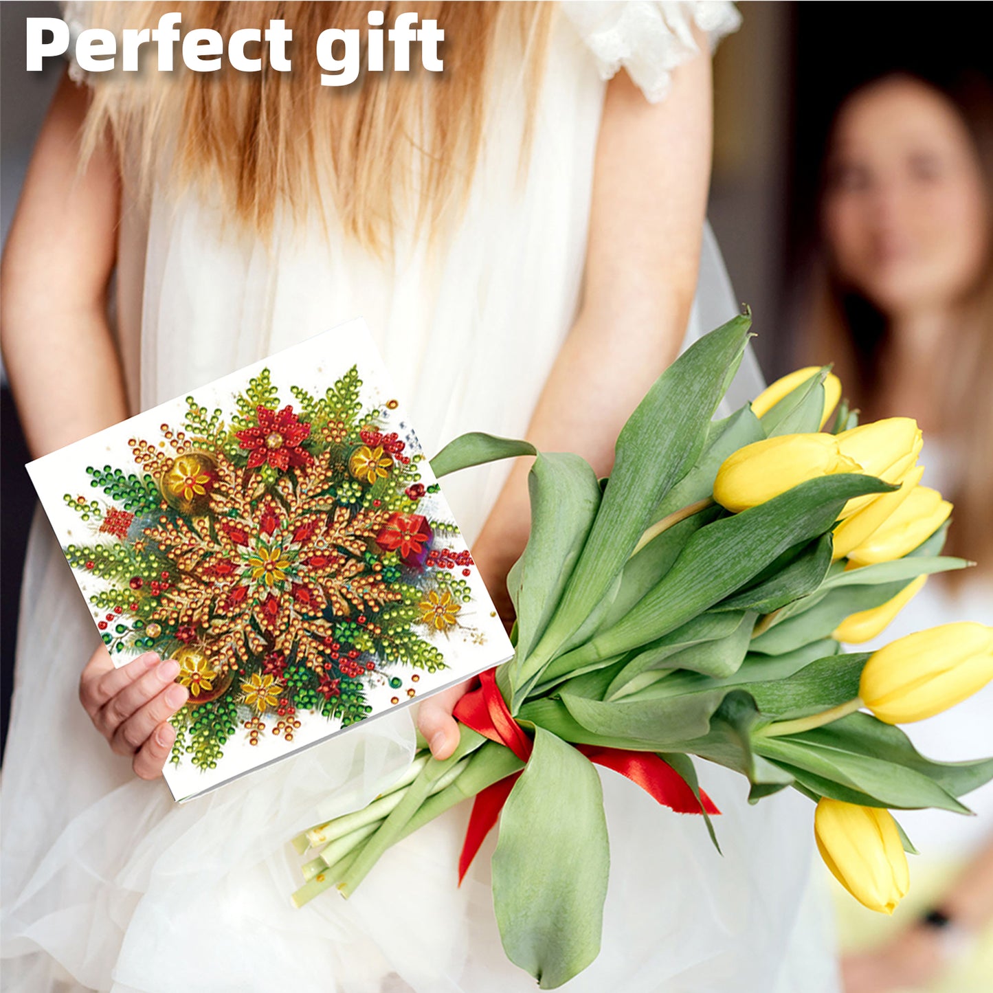 6PCS DIY Diamond Art Greeting Cards Congratulations Cards Gifts (Snowflakes)