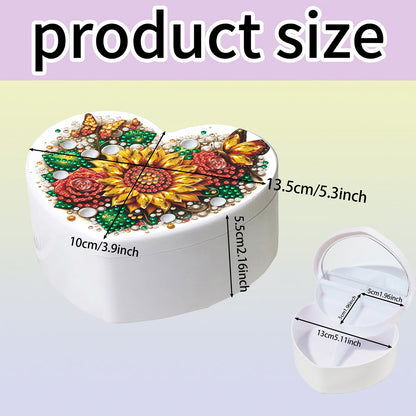 Sunflower DIY Diamond Painting Heart-Shaped Jewelry Box Decorative Storage Case