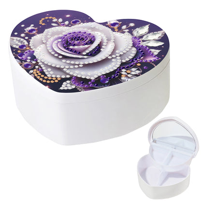 Rose DIY Diamond Painting Heart-Shaped Jewelry Box Decorative Storage Case
