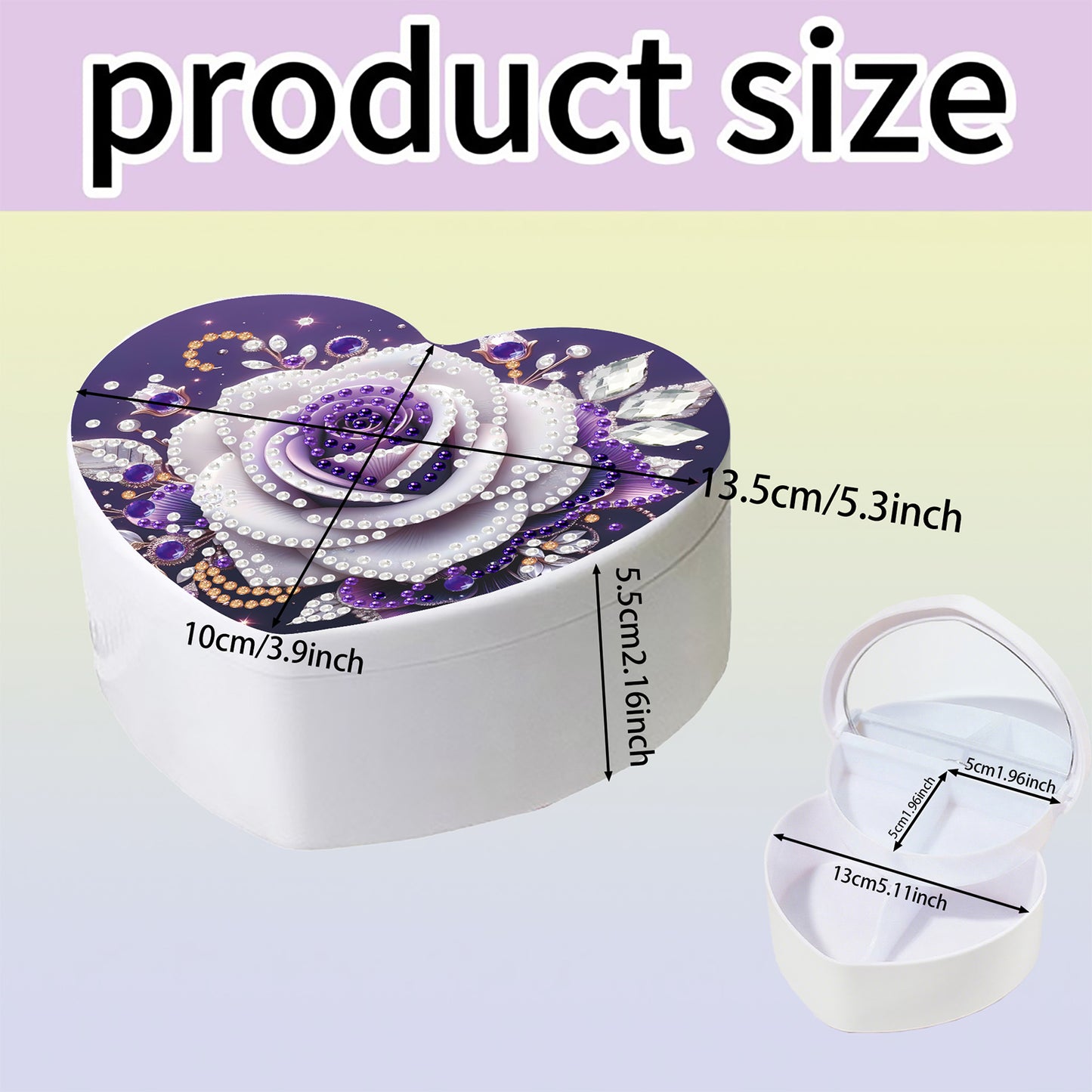 Rose DIY Diamond Painting Heart-Shaped Jewelry Box Decorative Storage Case