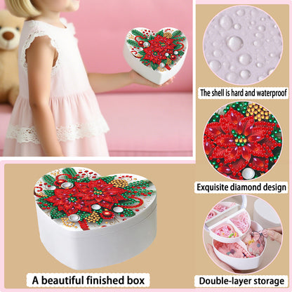 Flower DIY Diamond Painting Heart-Shaped Jewelry Box Decorative Storage Case