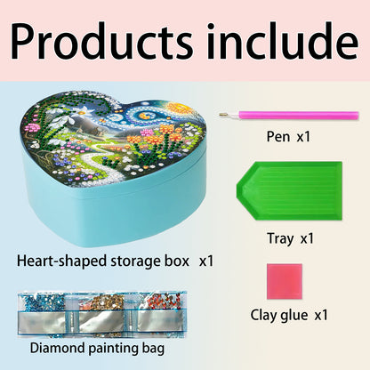 Landscape DIY Diamond Painting Heart-Shaped Jewelry Box Decorative Storage Case