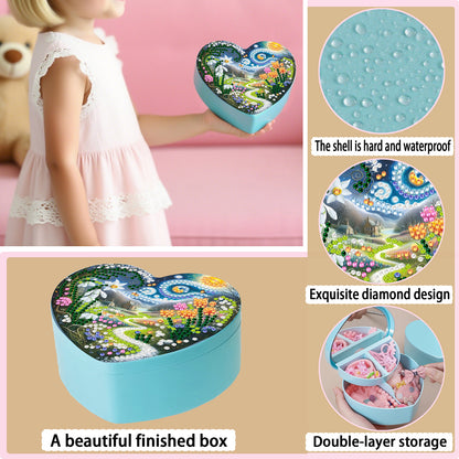Landscape DIY Diamond Painting Heart-Shaped Jewelry Box Decorative Storage Case