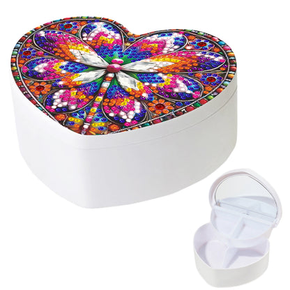 Dragonfly DIY Diamond Painting Heart-Shaped Jewelry Box Decorative Storage Case