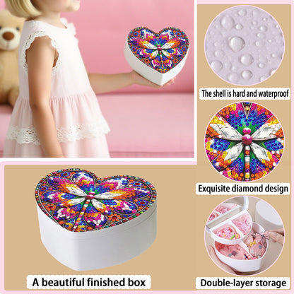 Dragonfly DIY Diamond Painting Heart-Shaped Jewelry Box Decorative Storage Case