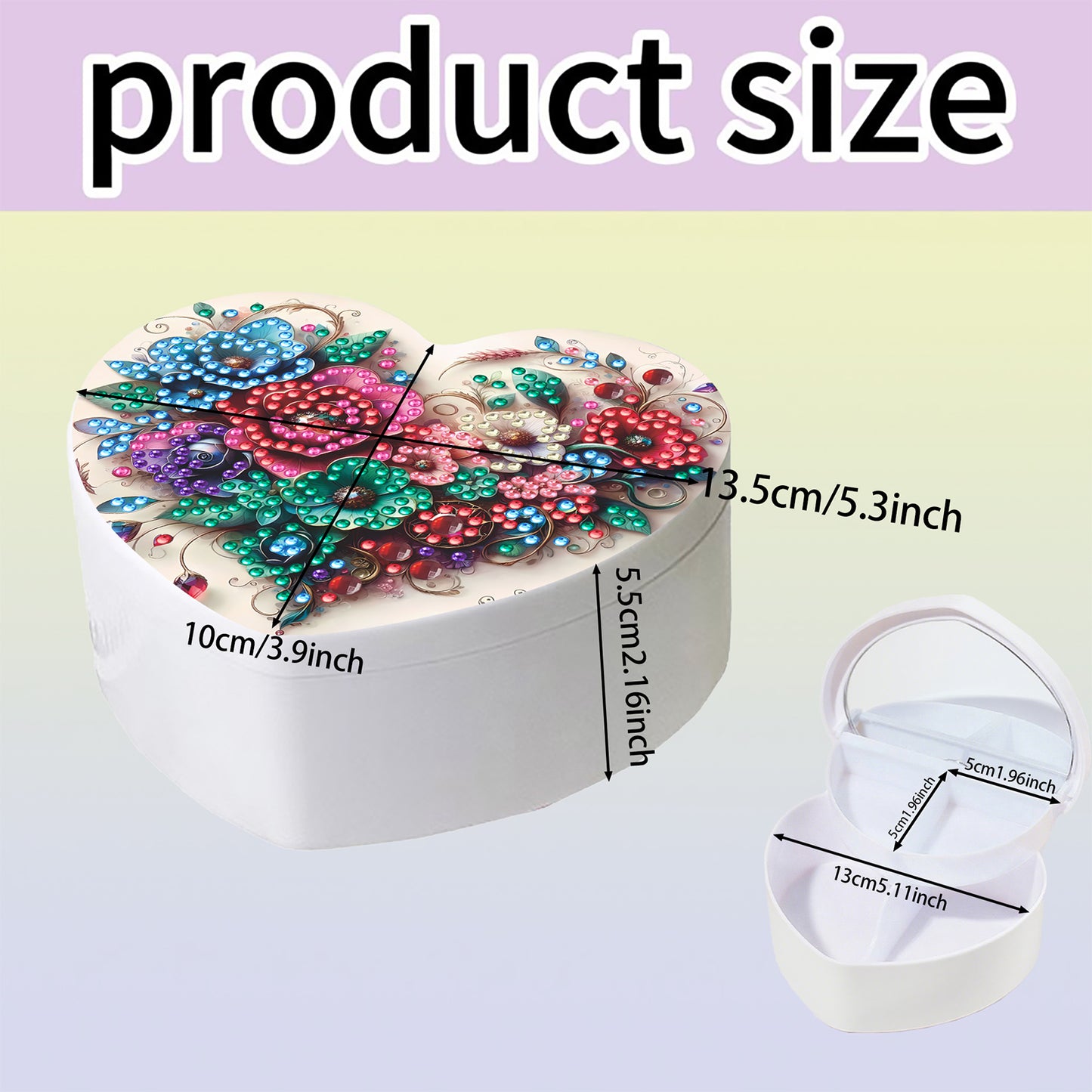 Flower DIY Diamond Painting Heart-Shaped Jewelry Box Decorative Storage Case