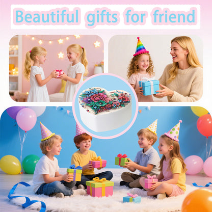Flower DIY Diamond Painting Heart-Shaped Jewelry Box Decorative Storage Case