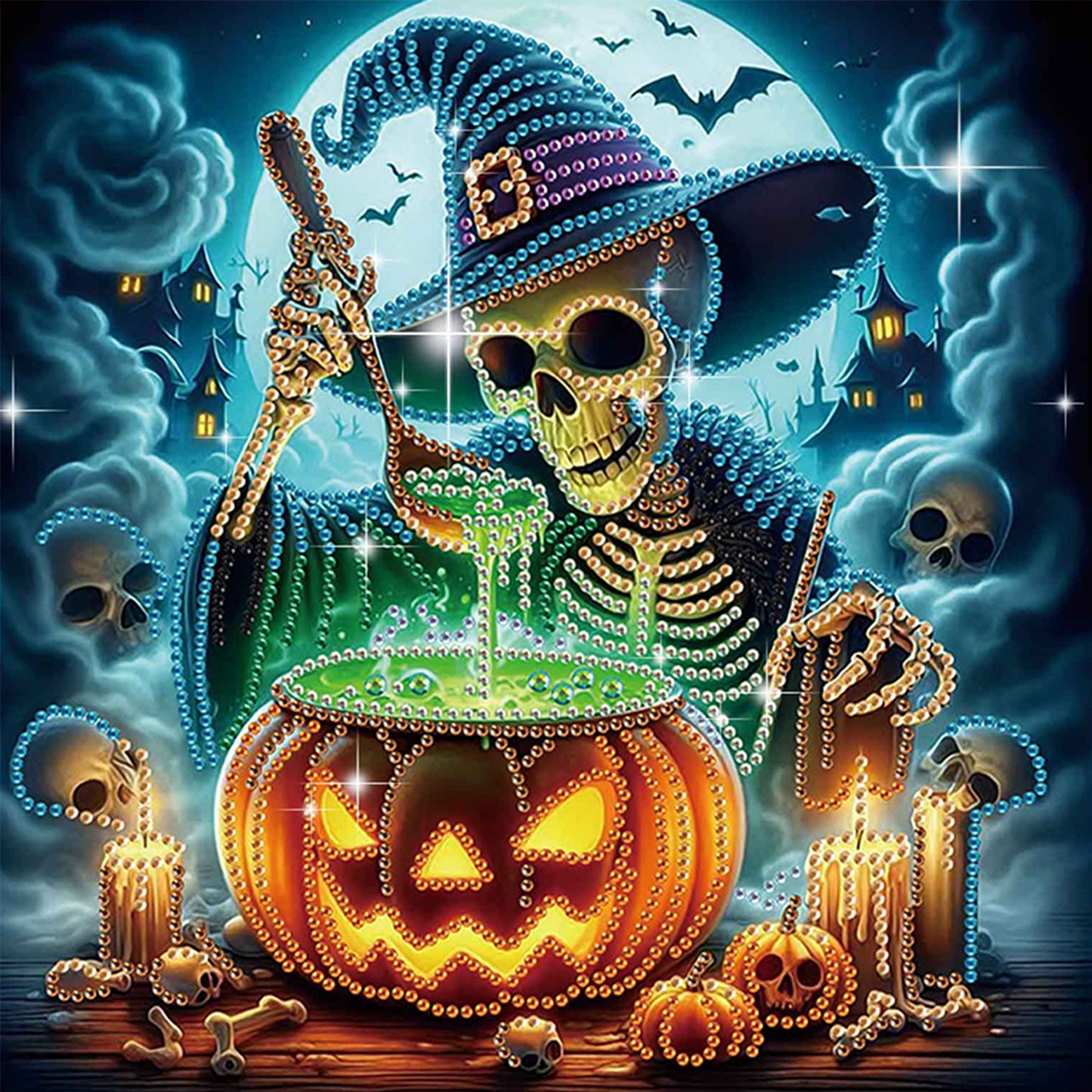 Halloween Skull Pumpkin - Special Shaped Drill Diamond Painting 30*30CM