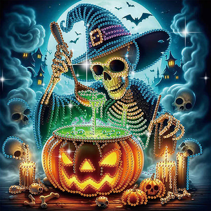 Halloween Skull Pumpkin - Special Shaped Drill Diamond Painting 30*30CM