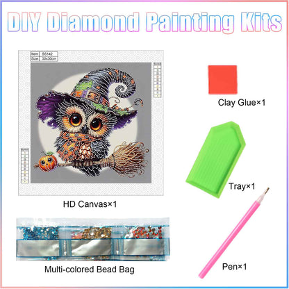 Halloween Owl - Special Shaped Drill Diamond Painting 30*30CM