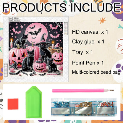 Halloween Black Cat - Special Shaped Drill Diamond Painting 30*30CM