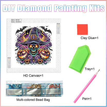 Halloween Pumpkin And Skull - Special Shaped Drill Diamond Painting 30*30CM